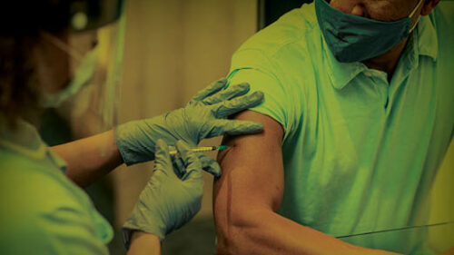 A man getting the vaccine