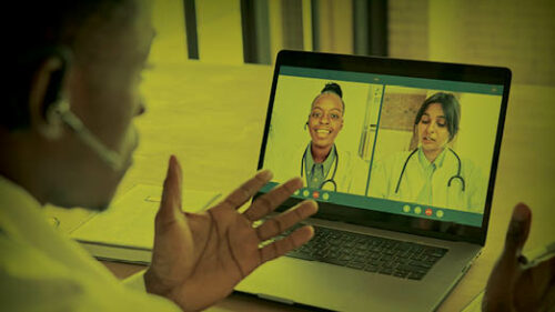 Doctors using telemedicine